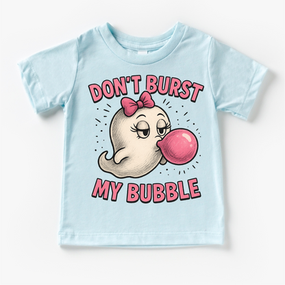 Don't Burst My Bubble Ghost Halloween Shirt - Halloween Tee - Ice Blue Short Sleeve Tee - shirts
