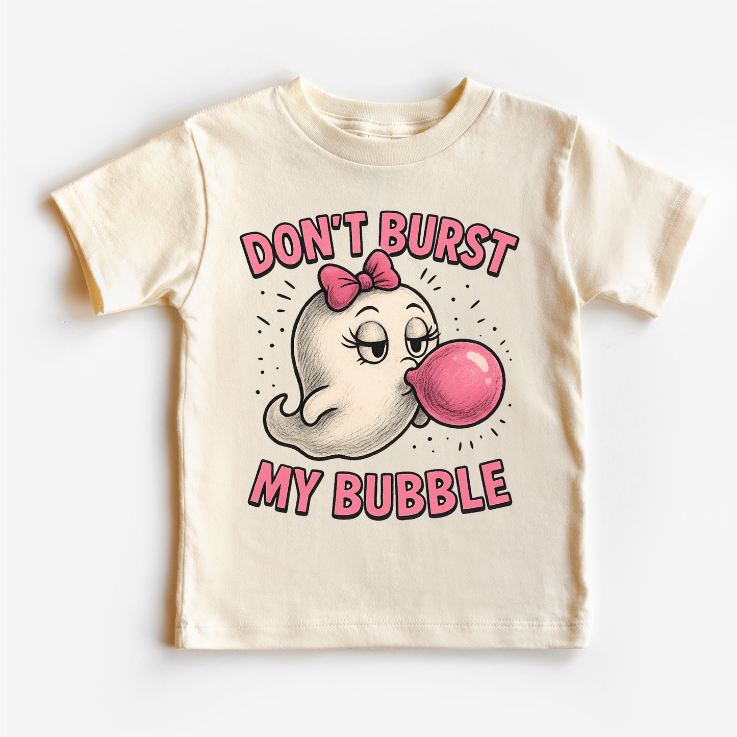 Don't Burst My Bubble Ghost Halloween Shirt - Halloween Tee - Natural Short Sleeve Tee - shirts