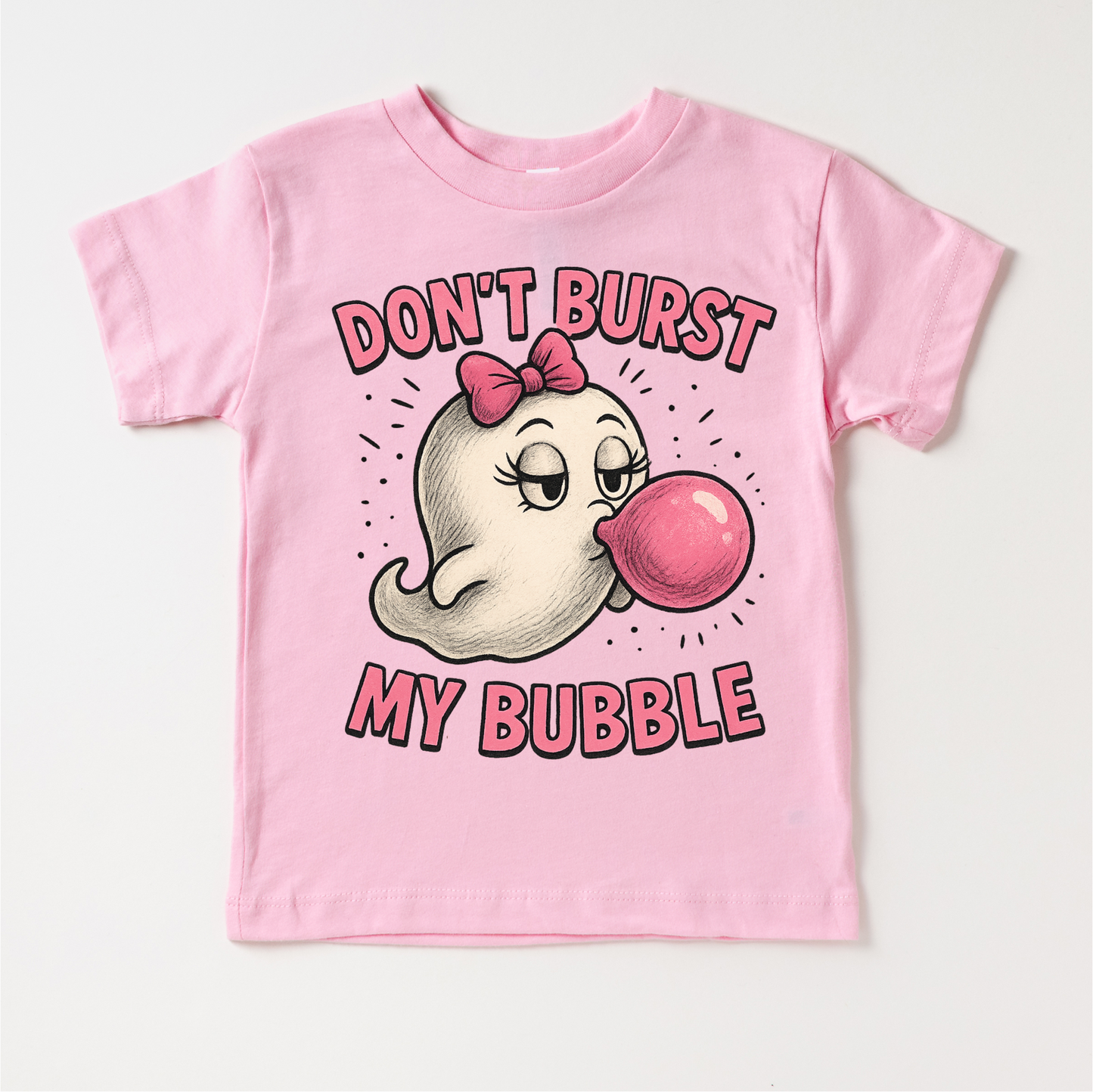 Don't Burst My Bubble Ghost Halloween Shirt - Halloween Tee - Pink Short Sleeve Tee - shirts