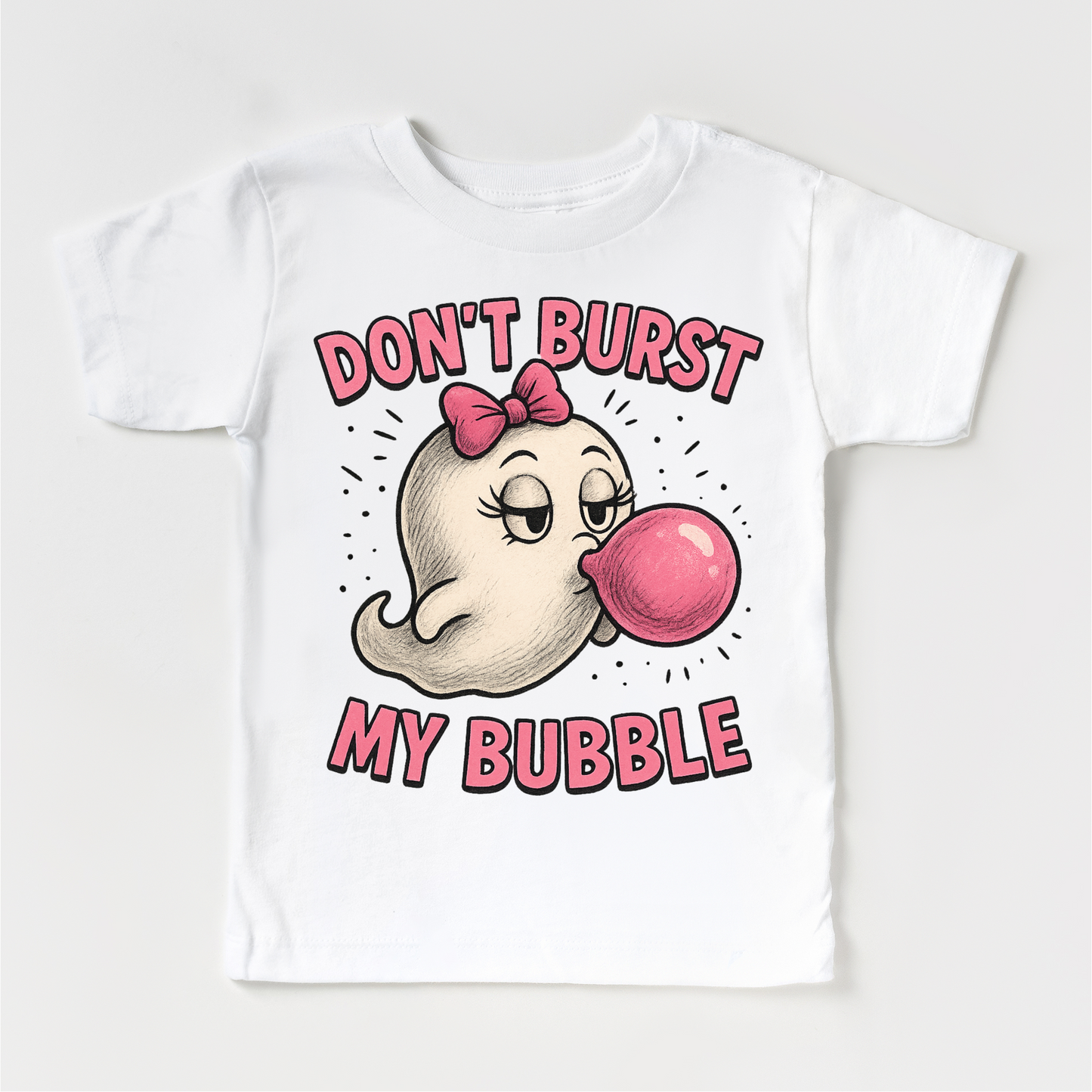 Don't Burst My Bubble Ghost Halloween Shirt - Halloween Tee - White Short Sleeve Tee - shirts