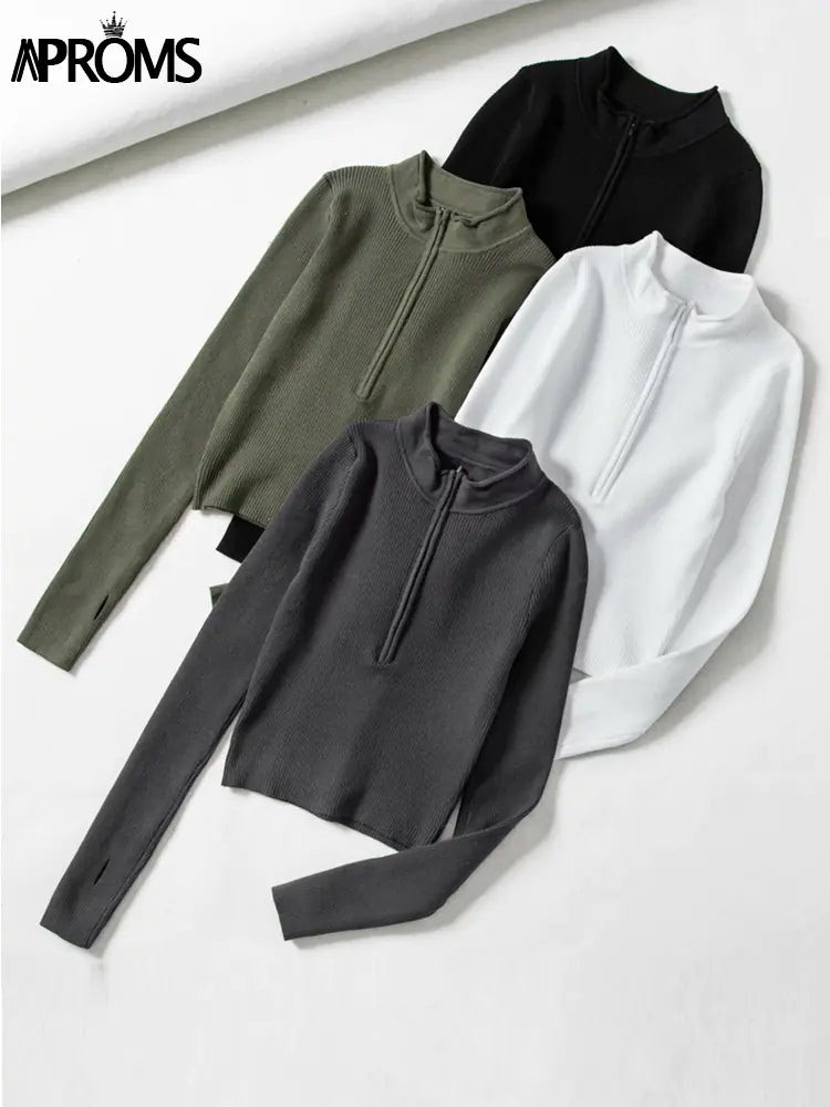 High-Neck Solid Color Women's Knitted Sweater - Kia Day Design