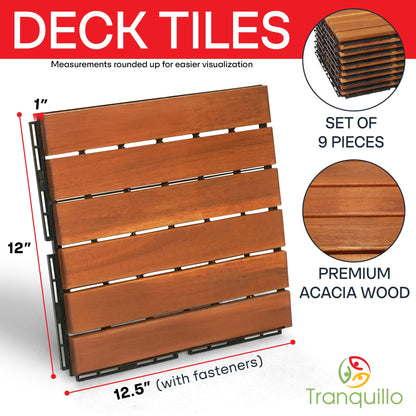 Solid Wood Deck Tiles 6 Slat Set 9 - - Deck Tiles