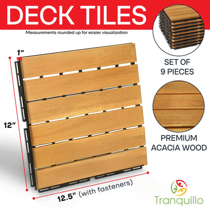Solid Wood Deck Tiles 6 Slat Set 9 - - Deck Tiles