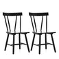 Windsor Style Armless Chairs with Solid Rubber Wood Frame-Black - - Home & Garden