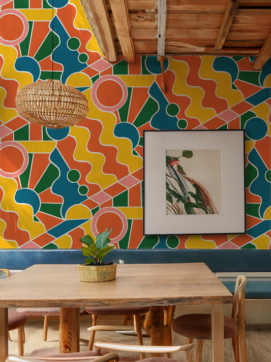 Day Trippin' Wallpaper Yellow, Orange, Pink and Green - - Wallpaper