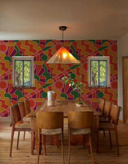 Day Trippin' Wallpaper, purple, red, yellow and green- Samantha Santana Creative- {{Product type}}
