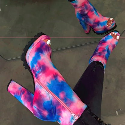 Zipped Open Toe Ankle Boots - Kia Day Design