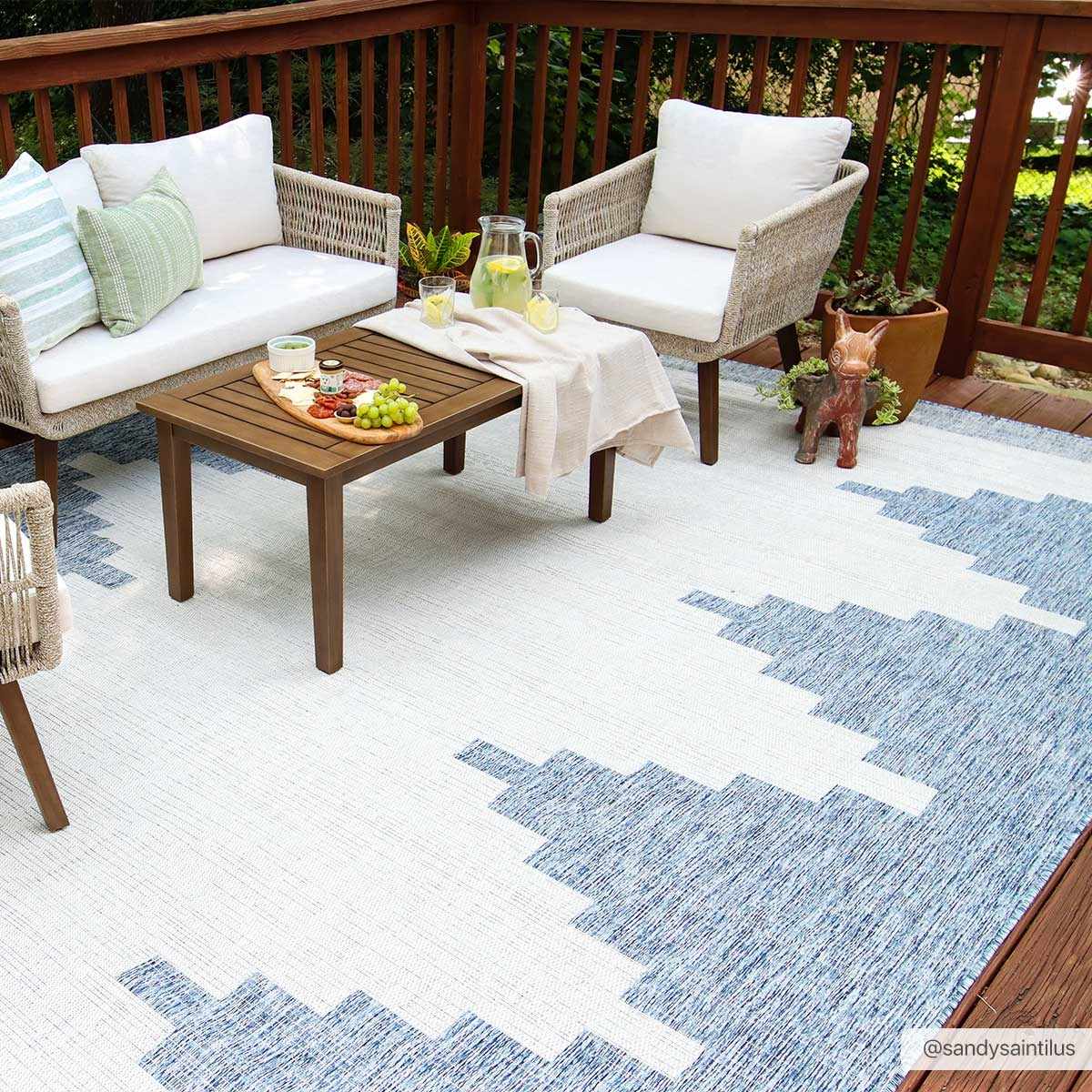 Djugun Blue Indoor & Outdoor Rug - - Rugs