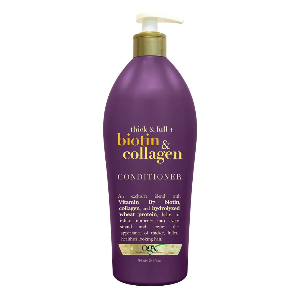 OGX Thick & Full Biotin & Collagen Conditioner Salon Size 25.4 Ounce Bottle w/ Pump Paraben Free Sulfate Free Sustainable Ingredients Nourishing and Strengthening Kia Day Design