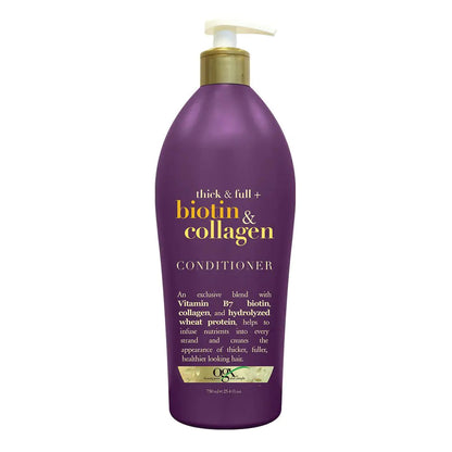 OGX Thick & Full Biotin & Collagen Conditioner Salon Size 25.4 Ounce Bottle w/ Pump Paraben Free Sulfate Free Sustainable Ingredients Nourishing and Strengthening Kia Day Design