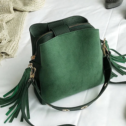 Bucket Vintage Tassel Messenger Bag