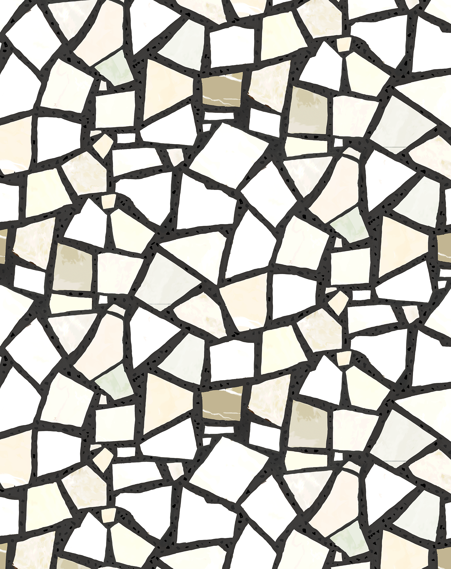 Dolce Terrazzo Wallpaper, black and white- Samantha Santana Creative- {{Product type}}