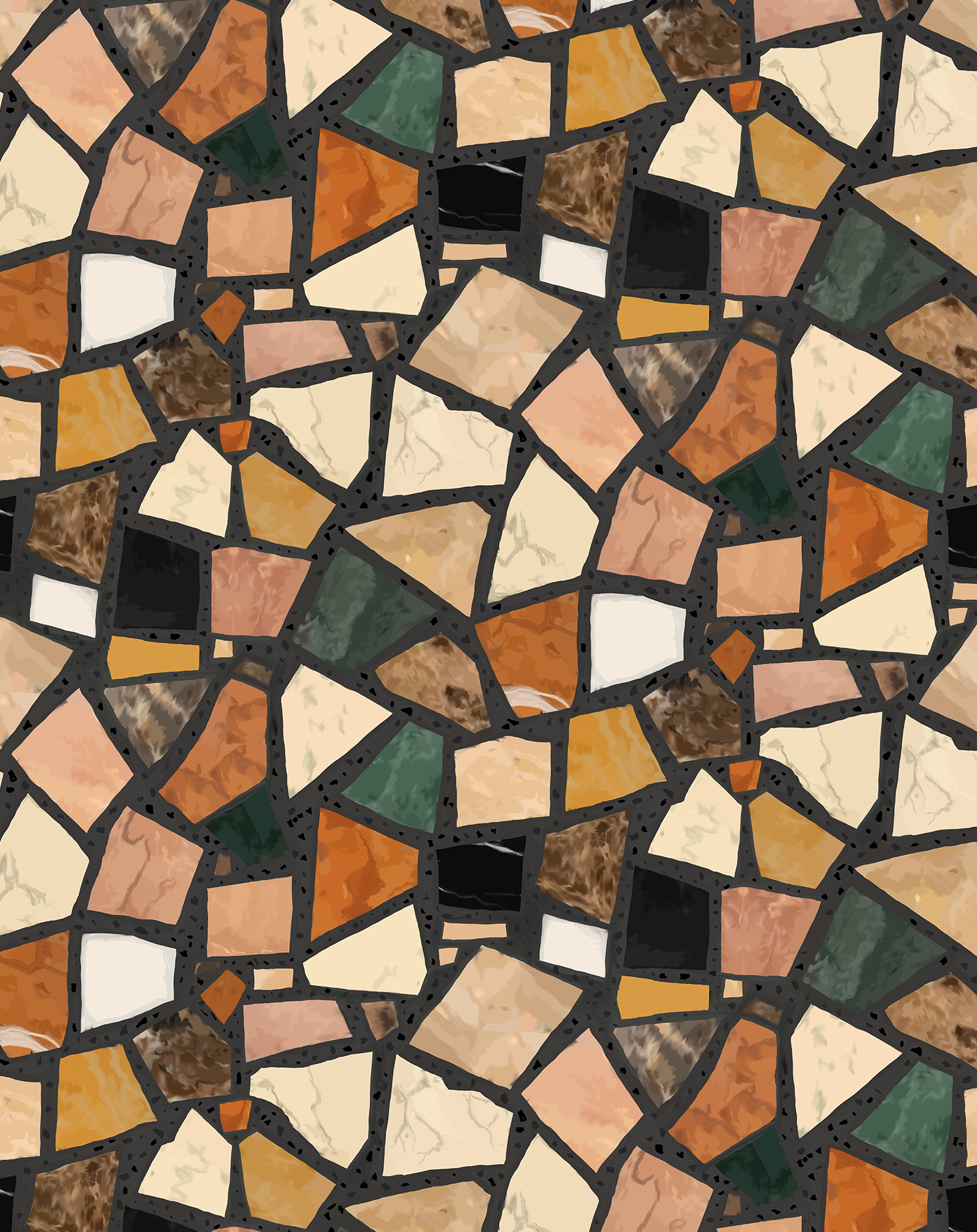 Dolce Terrazzo Wallpaper, black- Samantha Santana Creative- {{Product type}}