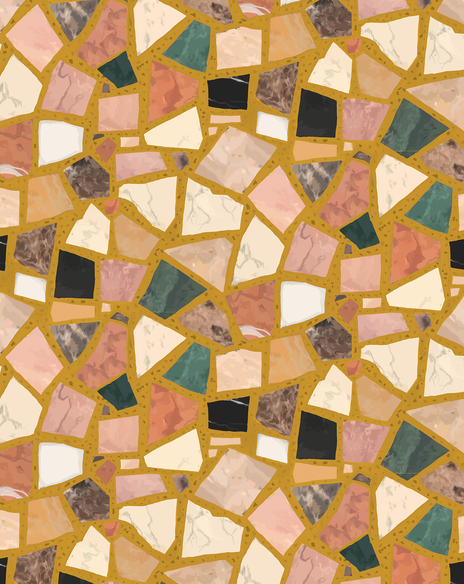 Dolce Terrazzo Wallpaper, mustard- Samantha Santana Creative- {{Product type}}