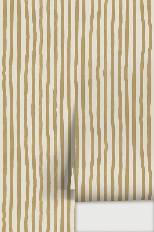 Dolce Stripe Wallpaper Off-White and Butter Yellow - LUXE Peel & Stick - Wallpaper