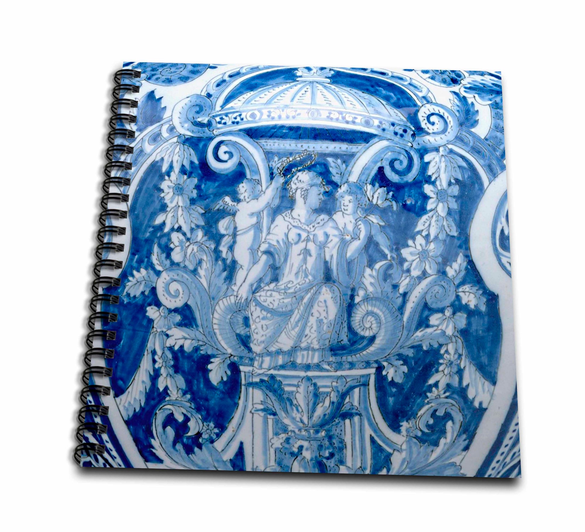 3dRose Blue and White Delft Dutch Vintage Art Cupid Angels Crowning... - Drawing Books (db-371800) - - Drawing Book