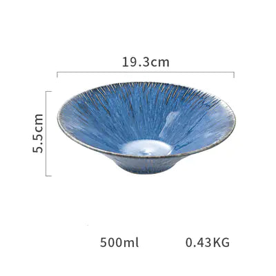 Nordic Blue Ceramic Plate for Steak and Tableware Kia Day Design