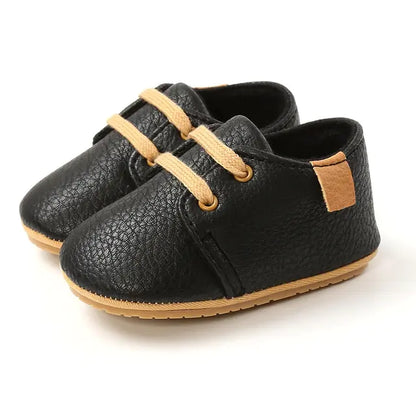 Multicolor Retro Leather Shoes Baby Black 7-12 Months