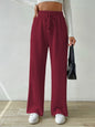 New Tie Waist Texture Knitted Wide Leg Pants Red