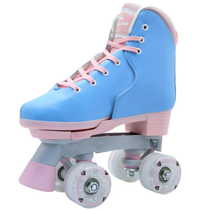 Light Blue Roller Skates Girls Size 1 2 3 4 PU Leather Roller Skates - - roller skates