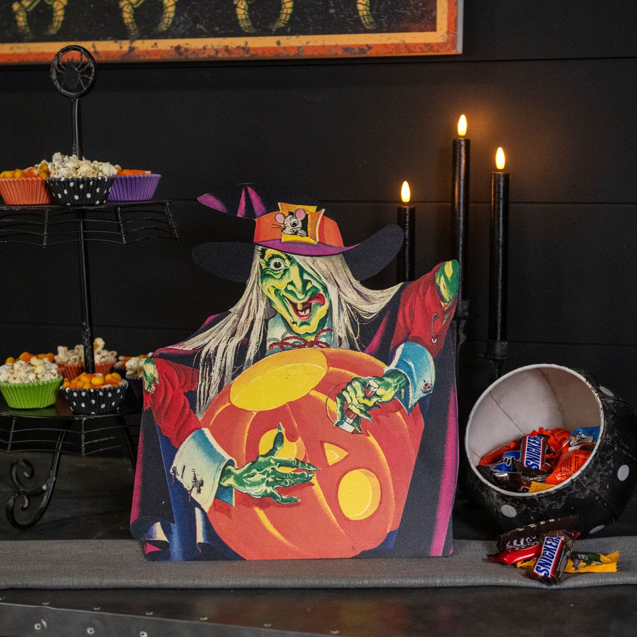 Retro Wicked Witch Halloween Metal Dummy Board - - Fall & Halloween