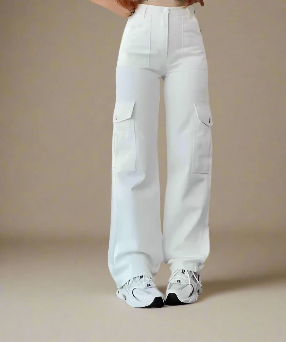 Ladies Cargo Pants - WHITE - pants