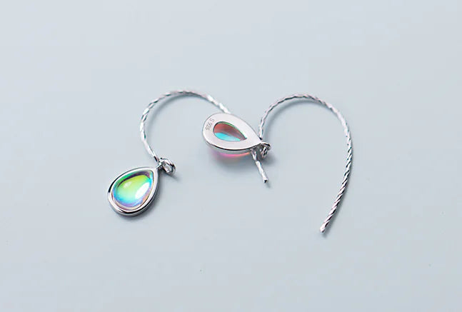 Sterling Silver Waterdrop Gradient Glass Earrings - Kia Day Design