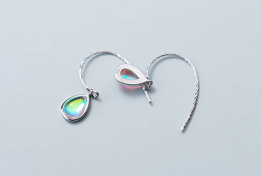 Sterling Silver Waterdrop Gradient Glass Earrings - Kia Day Design