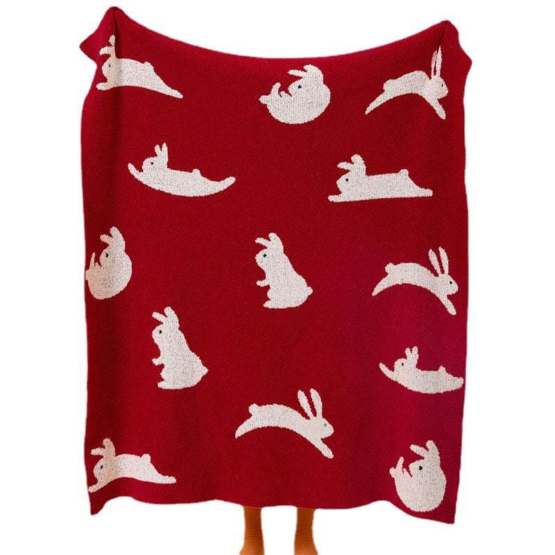 New Year Rabbit Blanket Sofa Blanket Scarf - Blanket 120 * 150CM -