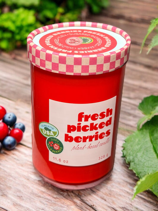 Fresh Picked Berries Farmers Market Glass Candle - - Candles & Accessories