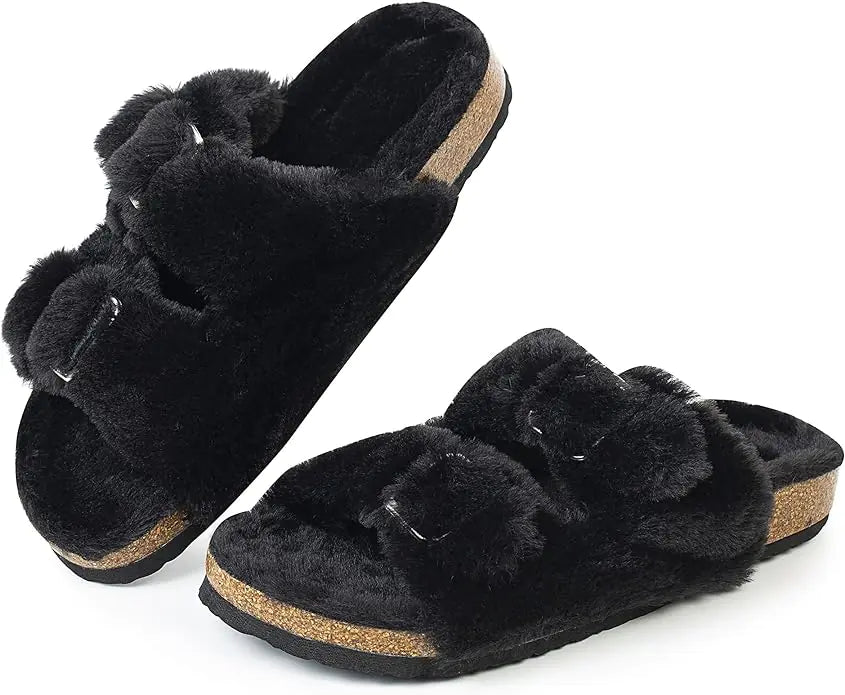 Adjustable Winter Fluffy Slides Kia Day Design