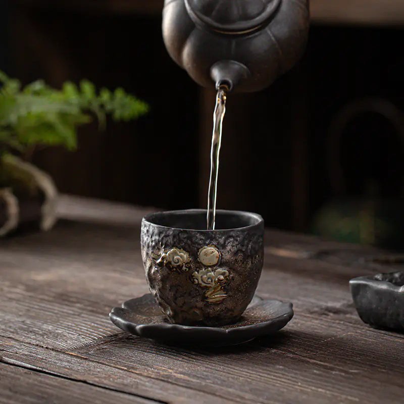 Japanese Iron Glaze Ceramic Tea Cup Kia Day Design