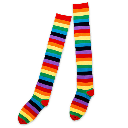 Rainbow Striped Over Knee Socks for Women Kia Day Design
