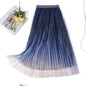 High-Waisted Pleated Skirt with Gradient Mesh Design - Kia Day Design