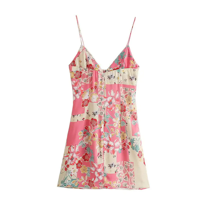 Womens Slim Fit Printed Slip Dress - -