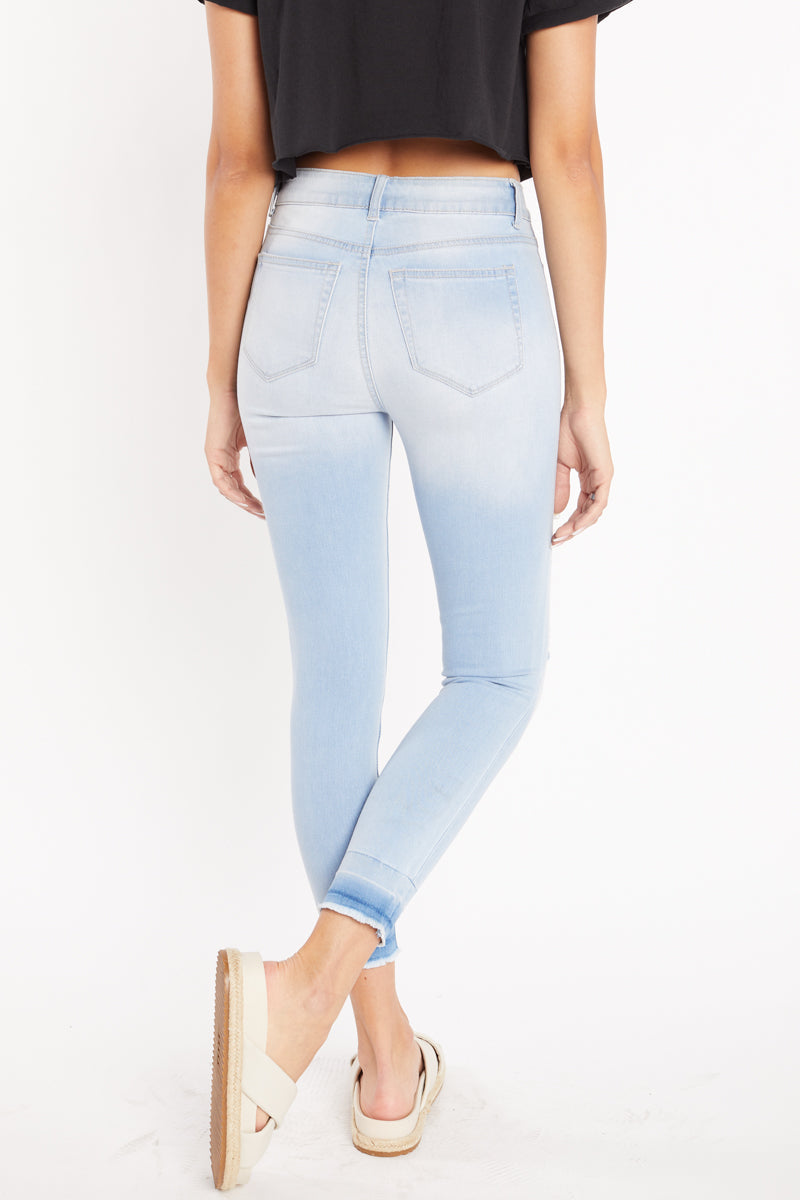 High Rise Destructed Skinny Jeans - -