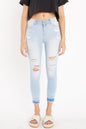 High Rise Destructed Skinny Jeans - Light -