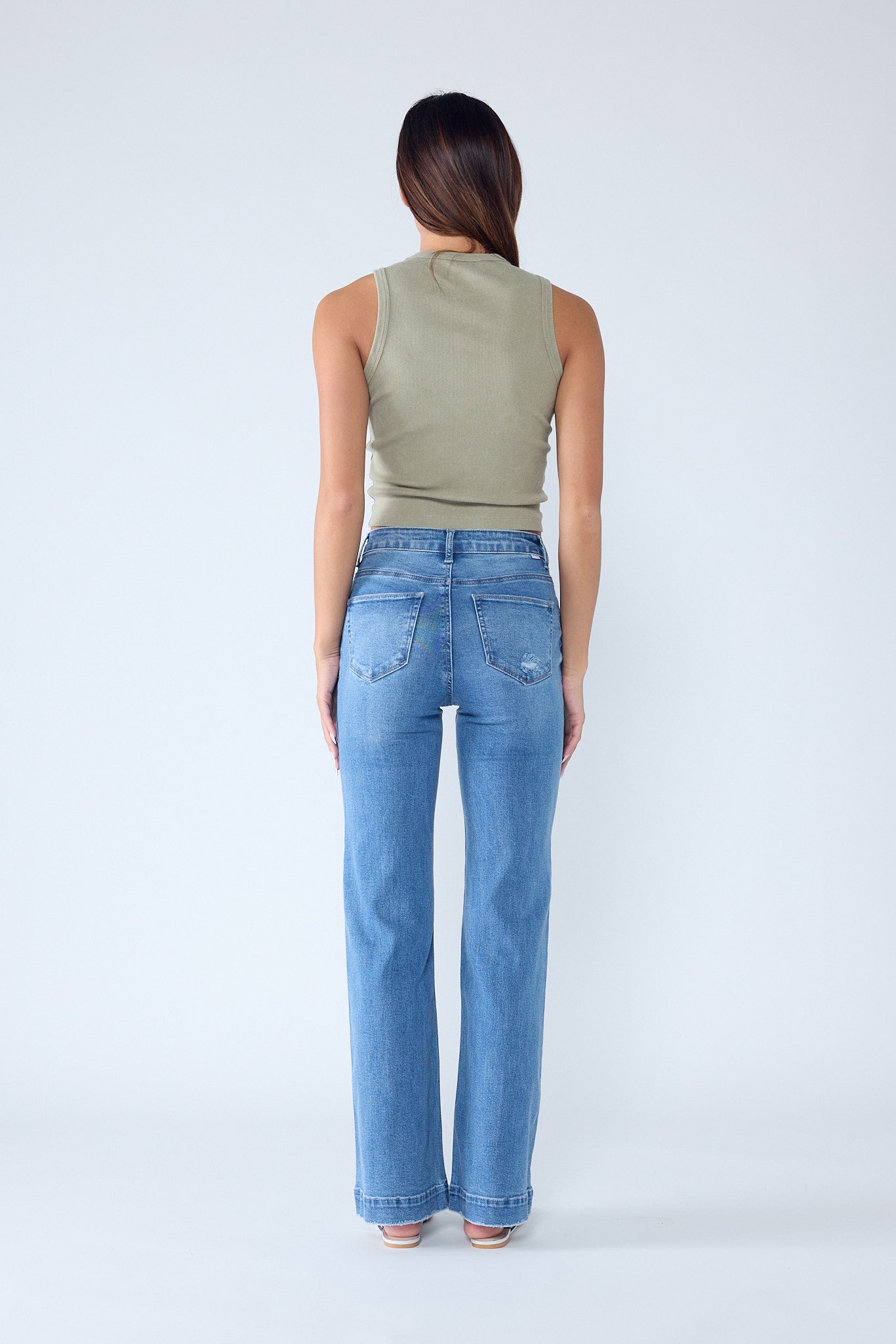 High Rise Wide Leg Jeans - - Pants