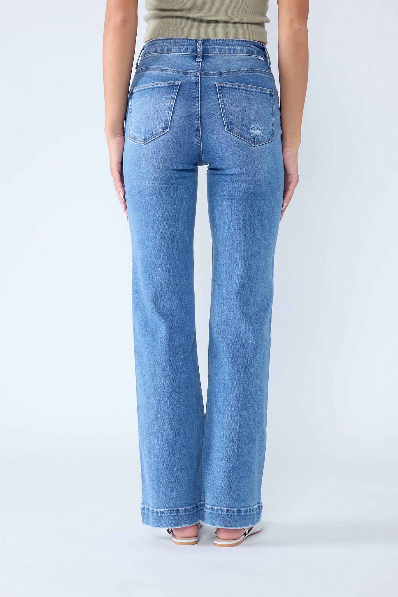 High Rise Wide Leg Jeans - - Pants