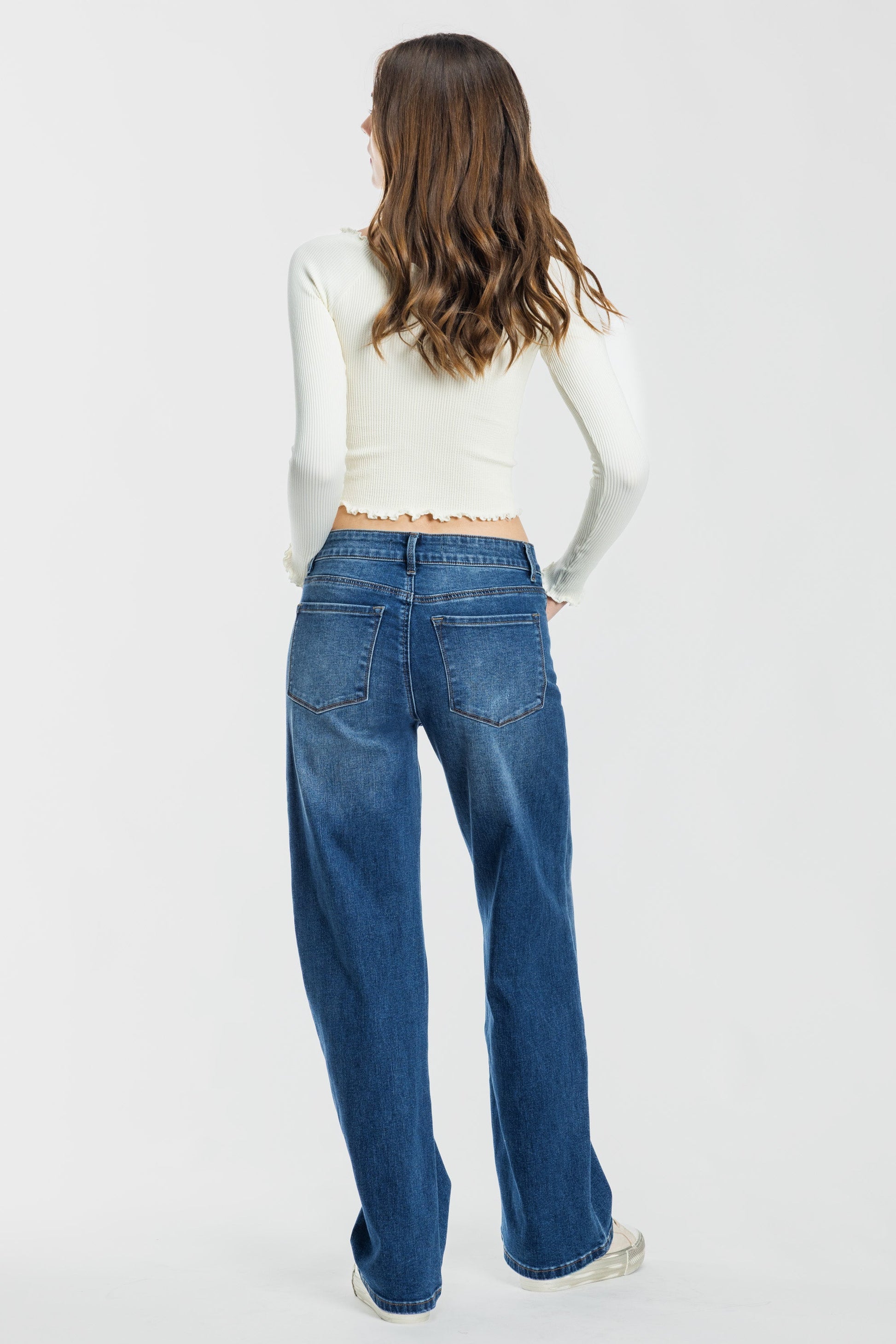 High Rise Wide Leg Jeans - - Pants