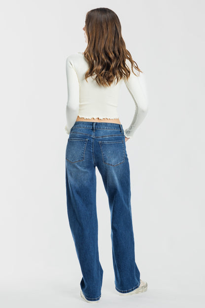 High Rise Wide Leg Jeans - - Pants
