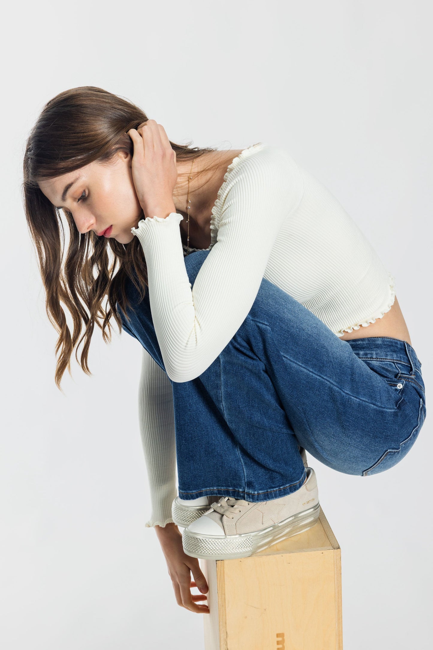 High Rise Wide Leg Jeans - - Pants