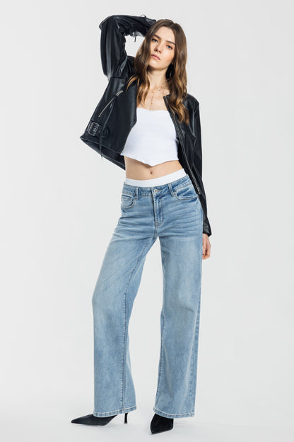High Rise Wide Leg Jeans - - Pants