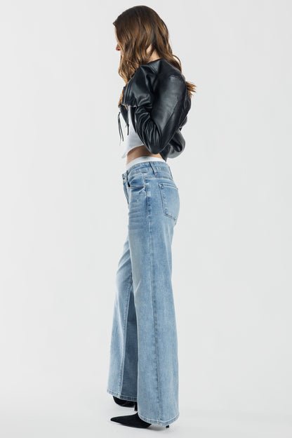 High Rise Wide Leg Jeans - - Pants