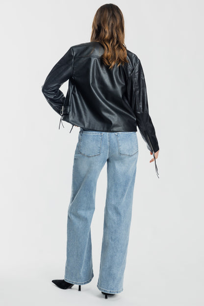High Rise Wide Leg Jeans - - Pants