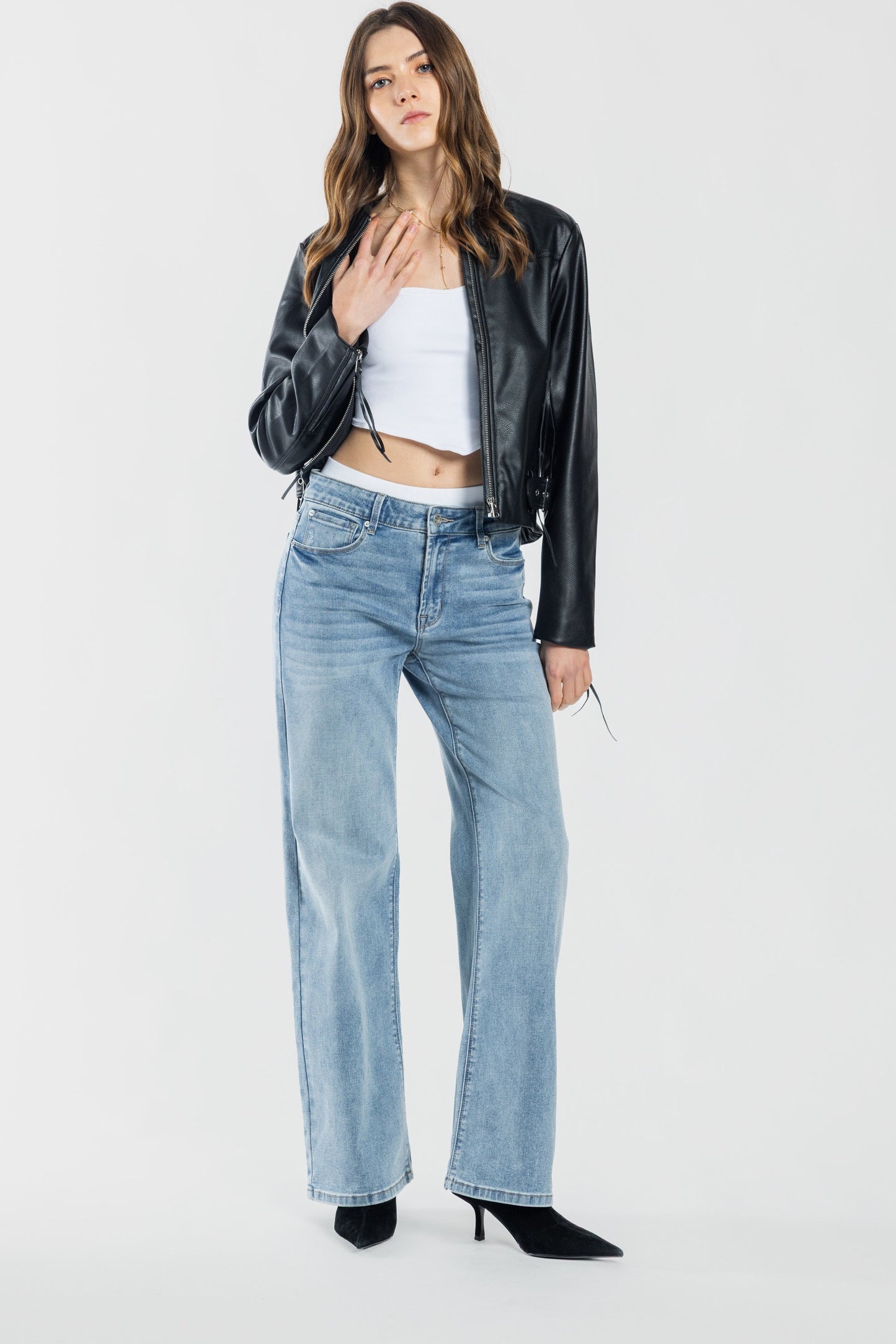 High Rise Wide Leg Jeans - - Pants