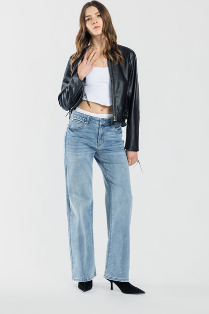 High Rise Wide Leg Jeans - - Pants