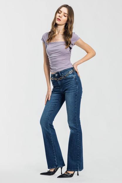 High Rise Bootcut Jeans - - Pants