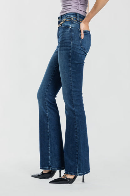 High Rise Bootcut Jeans - - Pants
