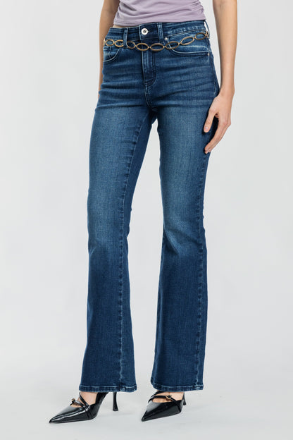 High Rise Bootcut Jeans - - Pants